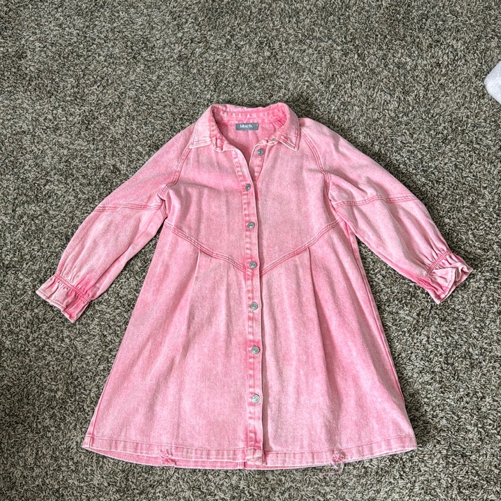 Bright pink denim dress